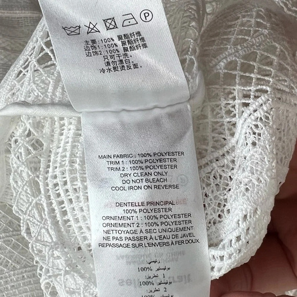 Self-Portrait Stripe Grid Top White Guipure Lace Straight Cut Slim Fit Small - Picture 10 of 15